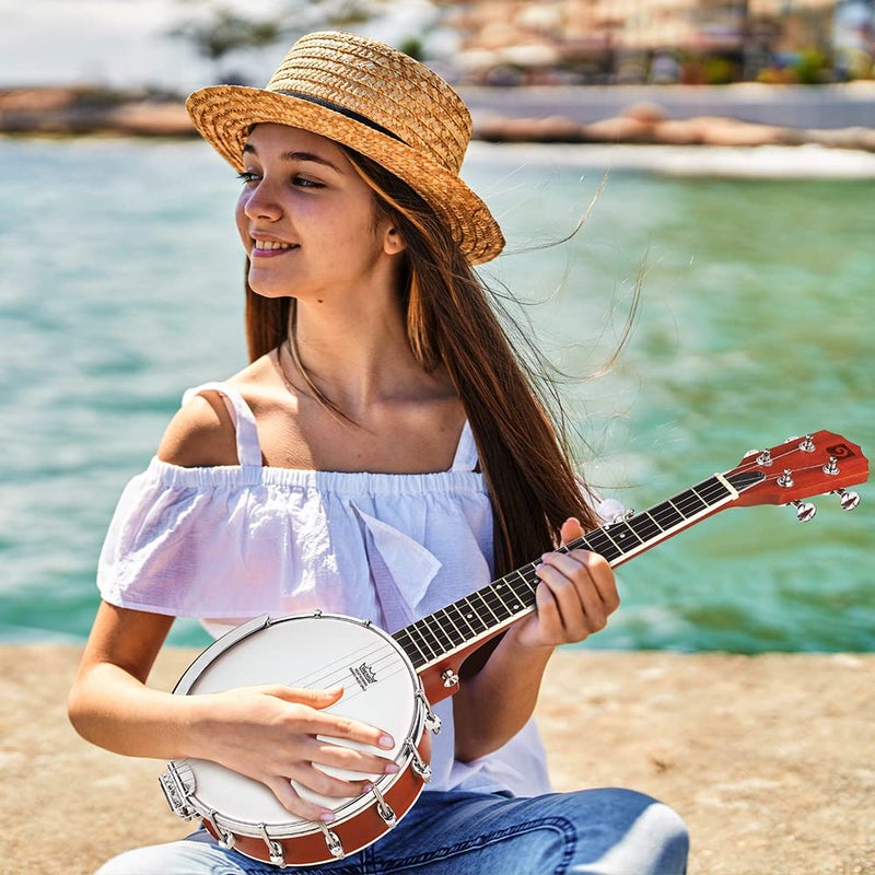 Vangoa 5 String Banjo 26 Inch, MINI Travel Banjo Beginner Kit with Remo Head, Open Back & Closed Solid Back with beginner Kit, Comfortable Carrying Bag - Image 2